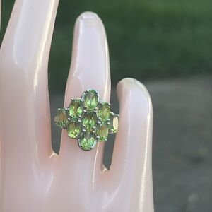 Green Peridot Cluster Ring - Women Jewelry